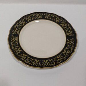 Syracuse China Black Yellow Beige Floral Dinner Plate Vintage